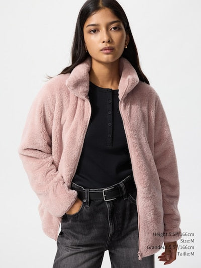 FLUFFY YARN FLEECE FULL-ZIP JACKET